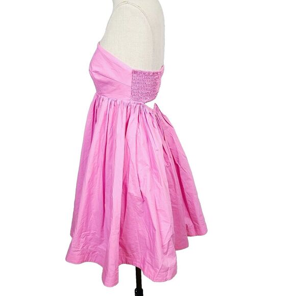 STEELE Australia Dress M Pink Fit & Flare Strapless Smocked A-Line Mini - Picture 3 of 9